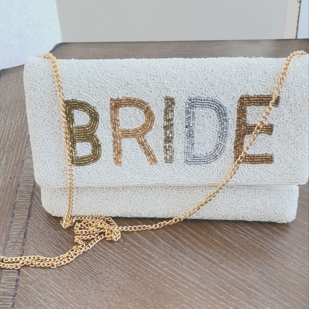 Beaded BRIDE clutch